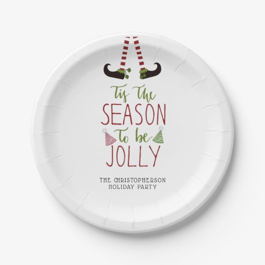 Kerstmis met Elf SEASON, GEVOELIG GEpersonaliseerd Papieren Bordje (Voorkant)