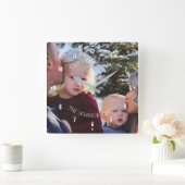 Kerstmis met elke naam Fotofamilie feestelijk Vierkante Klok (Huis)