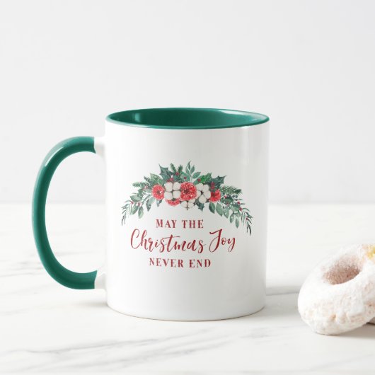 Kerstmis met Evergreen Bouquet Holiday Coffee Mok (Met donut)