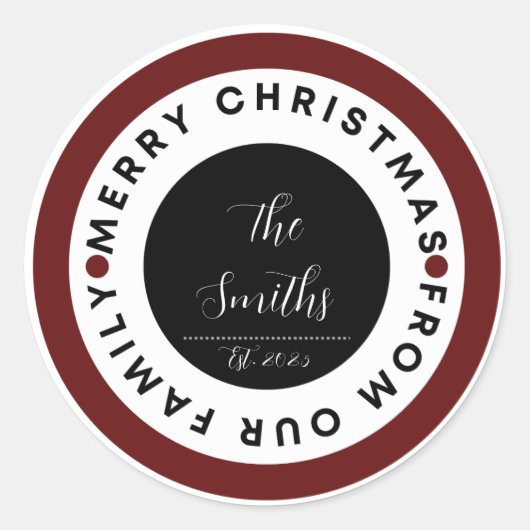 Kerstmis met Familie Ronde Sticker (Voorkant)