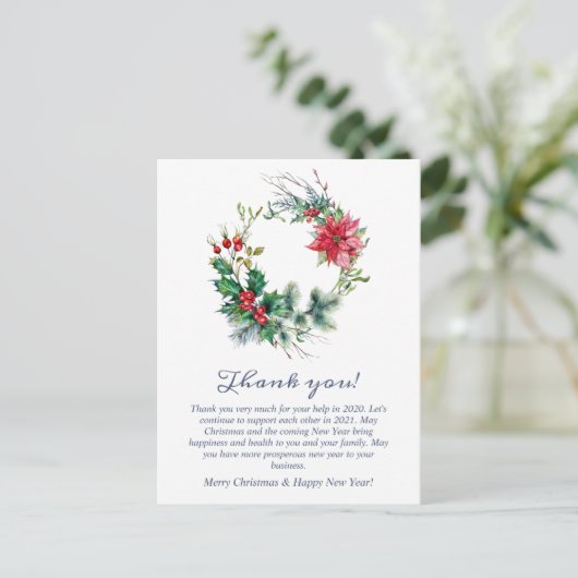 Kerstmis met feestdag bedankt briefkaart (Staand voorkant)