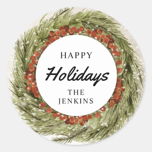 Kerstmis met feestdag met uitnodigingszegel ronde sticker (Voorkant)