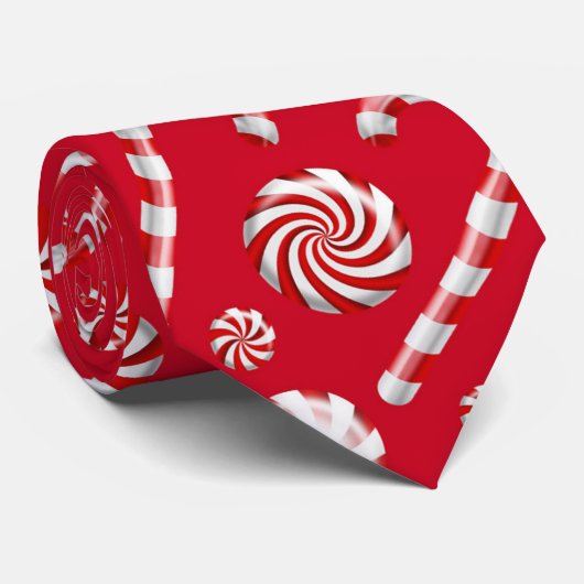 Kerstmis met feestdag rode en witte wintersnoer stropdas (Opgerold)