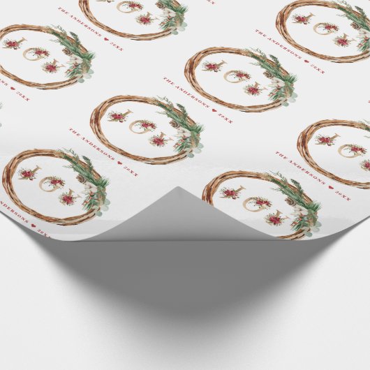 Kerstmis met Feestdagen met JAREN Floral Script Cadeaupapier (Hoek)