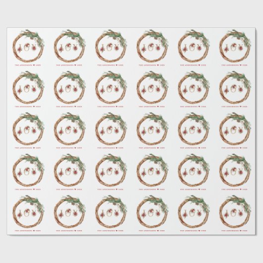 Kerstmis met Feestdagen met JAREN Floral Script Cadeaupapier (Vlak)