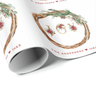 Kerstmis met Feestdagen met JAREN Floral Script Cadeaupapier