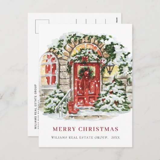 Kerstmis met feestelijke feestelijke feestdag feestdagenkaart (Voorkant / Achterkant)