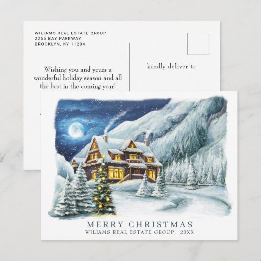 Kerstmis met feestelijke feestelijke feestdag feestdagenkaart (Voorkant / Achterkant)