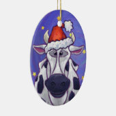 Kerstmis met feestvieren en Koe Keramisch Ornament (Rechts)