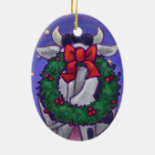 Kerstmis met feestvieren en Koe Keramisch Ornament (Achterkant)
