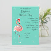 Kerstmis met Flamingo Side Multi-back-upuitnodigin Kaart (Staand voorkant)