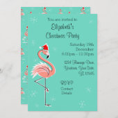 Kerstmis met Flamingo Side Multi-back-upuitnodigin Kaart (Voorkant / Achterkant)