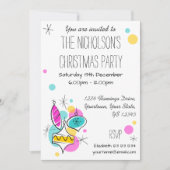 Kerstmis met Flamingo Side Multi-back-upuitnodigin Kaart (Voorkant)