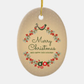  kerstmis met Floral Keramisch Ornament (Voorkant)