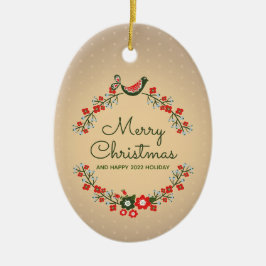 kerstmis met Floral Keramisch Ornament