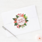 kerstmis met Floral Wreath | Sticker zegel (Envelop)