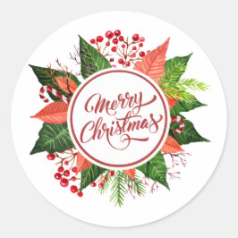  kerstmis met Floral Wreath | Sticker zegel