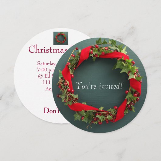 Kerstmis met fluwelen lint kaart (Voorkant / Achterkant)