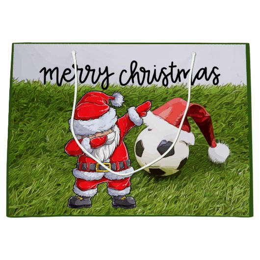 Kerstmis met football en Santa Dabbing Groot Cadeauzakje (Voorkant)