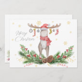 Kerstmis met gedecorbeerde geweien feestdagenkaart (Voorkant / Achterkant)