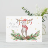 Kerstmis met gedecorbeerde geweien feestdagenkaart (Staand voorkant)