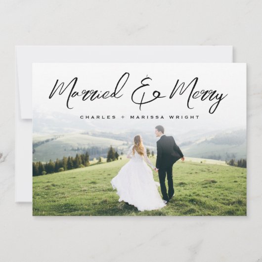 Kerstmis met gehuwd en prettig penseel, volledige feestdagenkaart (Voorkant)