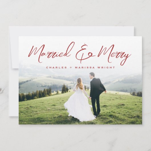 Kerstmis met gehuwd en prettig penseel, volledige  feestdagenkaart (Voorkant)