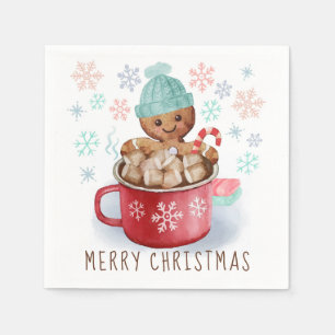 Kerstmis met gemberkoekjes en cacaodrank servet