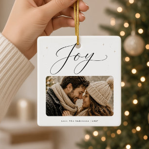 Kerstmis met gepersonaliseerde gezinsfoto keramisch ornament