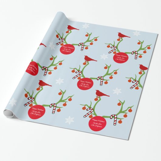 Kerstmis met gepersonaliseerde rendierAntlers Cadeaupapier (Uitgerold)
