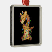 Kerstmis met Giraffe in Dabbing Metalen Ornament (Rechts)