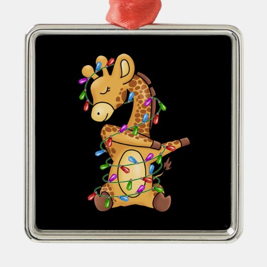 Kerstmis met Giraffe in Dabbing Metalen Ornament (Voorkant)