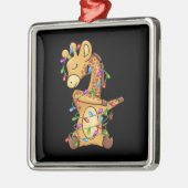 Kerstmis met Giraffe in Dabbing Metalen Ornament (Links)
