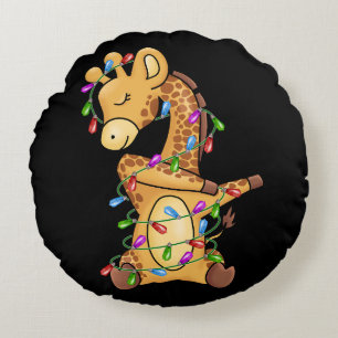 Kerstmis met Giraffe in Dabbing Rond Kussen