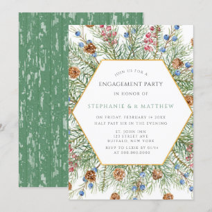 Kerstmis met Gold Engagement Party Kaart