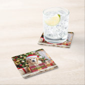 Kerstmis met Golden Retriever Kartonnen Onderzetters (Insitu)