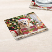 Kerstmis met Golden Retriever Kartonnen Onderzetters (Schuin)