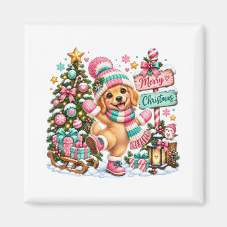 Kerstmis met Golden Retriever Magneet