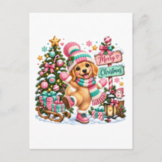 Kerstmis met Golden Retriever Uitnodiging Briefkaart