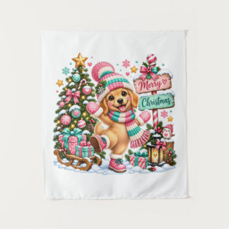 Kerstmis met Golden Retriever Wandkleed