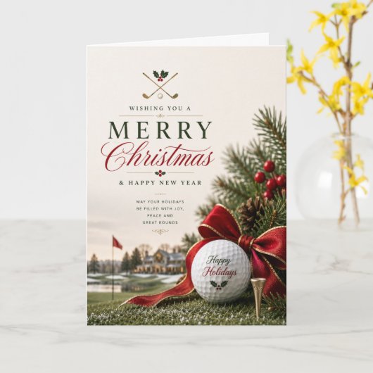 Kerstmis met golf thema voor golfer kaart (Gele Bloem)