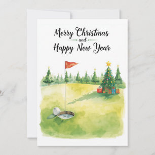 Kerstmis met golf-thema voor golfers op de baan feestdagenkaart