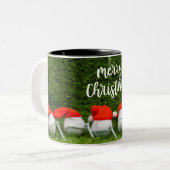 Kerstmis met golfbal en kerstPet Tweekleurige Koffiemok (Voorkant links)