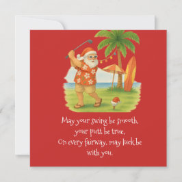 Kerstmis met golfbal en tee met lint feestdagenkaart