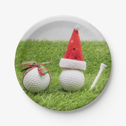 Kerstmis met golfballen en kerstmanden papieren bordje (Voorkant)