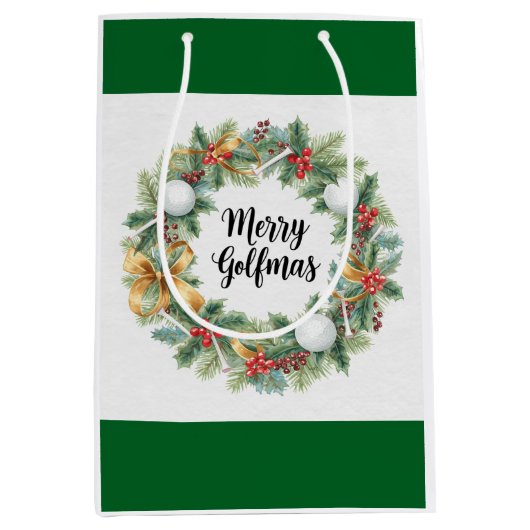 Kerstmis met golfkrans medium cadeauzakje (Voorkant)
