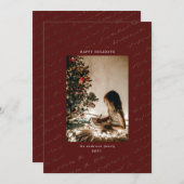 kerstmis met gouden folieblad feestdagenkaart (Voorkant / Achterkant)