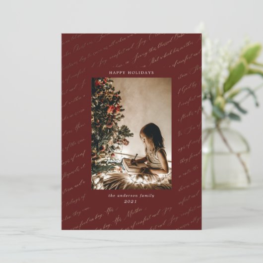 kerstmis met gouden folieblad feestdagenkaart (Staand voorkant)