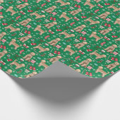 Kerstmis met gouden hond cadeaupapier (Hoek)