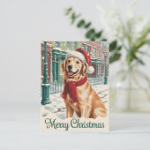 Kerstmis met Gouden Retriever Briefkaart (Staand voorkant)